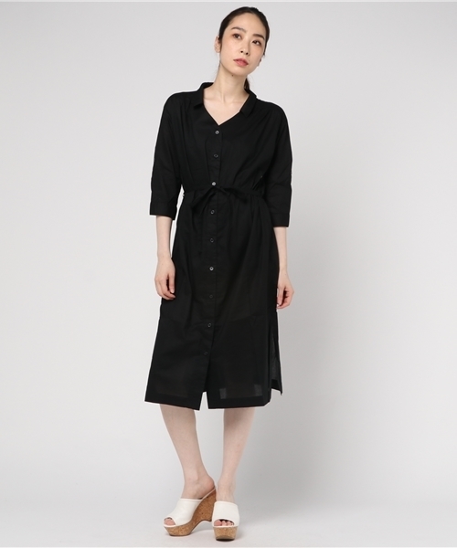 Honeys(ハニーズ)の「シャツワンピース(シャツワンピース・レディース・ベージュ/ブラック/カーキ・L/M)」の2枚目の写真