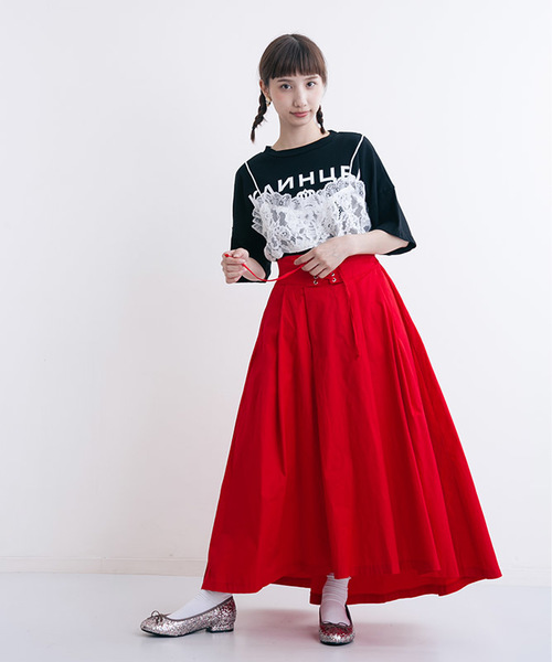 MERLOT（メルロー）の「ウエストスピンドルフレアスカート1173（スカート・レディース・レッド/カーキ/ベージュ/ネイビー・FREE）」の11枚目の写真