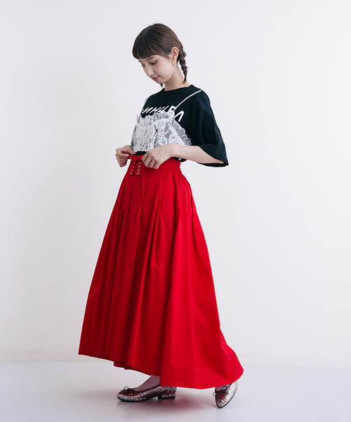 MERLOT（メルロー）の「ウエストスピンドルフレアスカート1173（スカート・レディース・レッド/カーキ/ベージュ/ネイビー・FREE）」の12枚目の写真