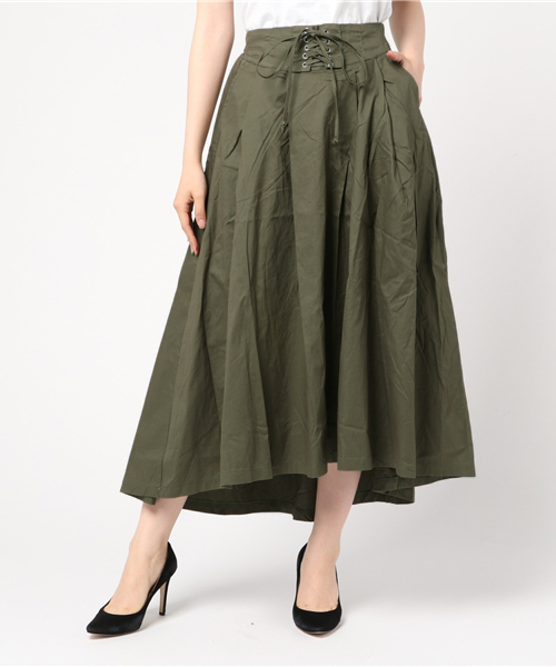 MERLOT（メルロー）の「ウエストスピンドルフレアスカート1173（スカート・レディース・レッド/カーキ/ベージュ/ネイビー・FREE）」の16枚目の写真