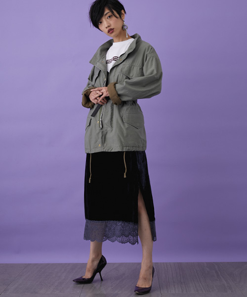 STUDIOUS（ステュディオス）の「【STUDIOUS】オーバーサイズミリタリーブルゾン（ミリタリージャケット・レディース・カーキ/ブラック・1）」の14枚目の写真
