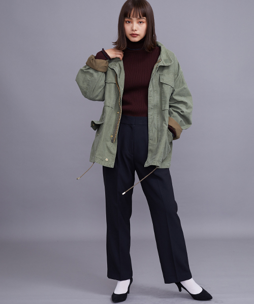 STUDIOUS（ステュディオス）の「【STUDIOUS】オーバーサイズミリタリーブルゾン（ミリタリージャケット・レディース・カーキ/ブラック・1）」の17枚目の写真