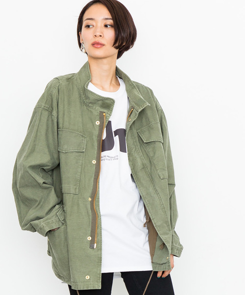 STUDIOUS（ステュディオス）の「【STUDIOUS】オーバーサイズミリタリーブルゾン（ミリタリージャケット・レディース・カーキ/ブラック・1）」の18枚目の写真