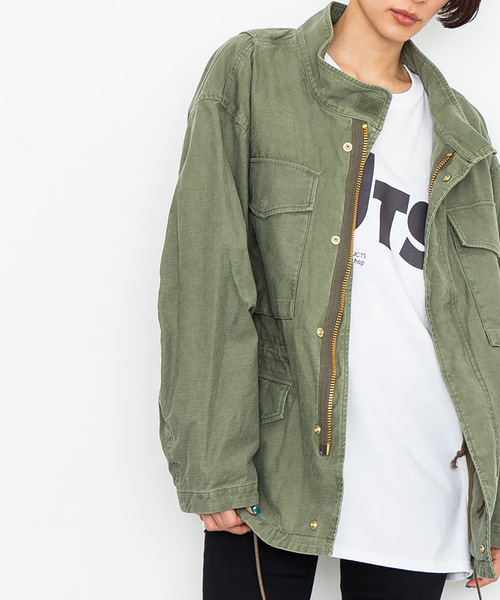 STUDIOUS（ステュディオス）の「【STUDIOUS】オーバーサイズミリタリーブルゾン（ミリタリージャケット・レディース・カーキ/ブラック・1）」の21枚目の写真