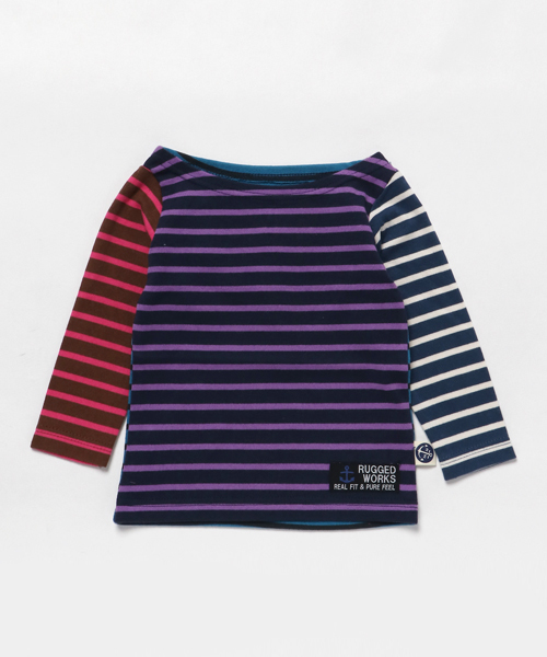 RUGGEDWORKS（ラゲッドワークス）の「クレイジーボーダーボートネックロングTシャツ（Tシャツ/カットソー・キッズ・ネイビー/サックスブルー/ブルー/ダークブルー・80ｃｍ/90cm/110cm/100cm/120cm/130cm/140cm）」の13枚目の写真
