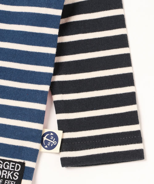 RUGGEDWORKS（ラゲッドワークス）の「クレイジーボーダーボートネックロングTシャツ（Tシャツ/カットソー・キッズ・ネイビー/サックスブルー/ブルー/ダークブルー・80ｃｍ/90cm/110cm/100cm/120cm/130cm/140cm）」の10枚目の写真