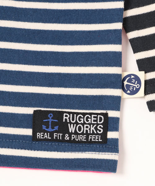 RUGGEDWORKS（ラゲッドワークス）の「クレイジーボーダーボートネックロングTシャツ（Tシャツ/カットソー・キッズ・ネイビー/サックスブルー/ブルー/ダークブルー・80ｃｍ/90cm/110cm/100cm/120cm/130cm/140cm）」の7枚目の写真