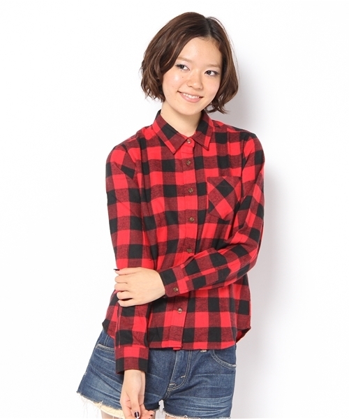 WEGO（ウィゴー）の「ブロックチェックLSネルシャツ（シャツ/ブラウス・レディース・ブラック/グリーン系その他/ブルー/ネイビー/ブルー系その他/イエロー/レッド/エンジ/レッド系その他/オレンジ系その他・FREE）」の8枚目の写真