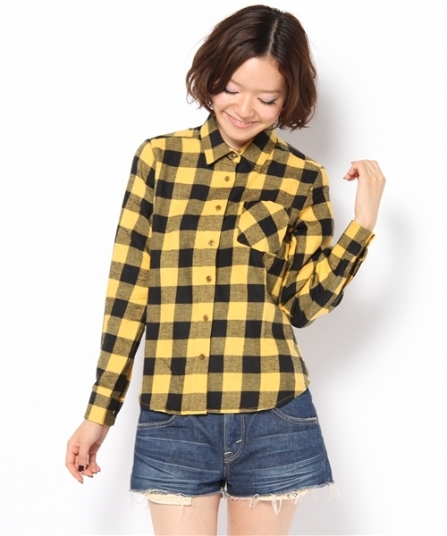 WEGO（ウィゴー）の「ブロックチェックLSネルシャツ（シャツ/ブラウス・レディース・ブラック/グリーン系その他/ブルー/ネイビー/ブルー系その他/イエロー/レッド/エンジ/レッド系その他/オレンジ系その他・FREE）」の7枚目の写真