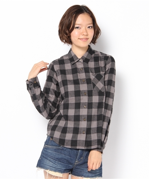 WEGO（ウィゴー）の「ブロックチェックLSネルシャツ（シャツ/ブラウス・レディース・ブラック/グリーン系その他/ブルー/ネイビー/ブルー系その他/イエロー/レッド/エンジ/レッド系その他/オレンジ系その他・FREE）」の2枚目の写真