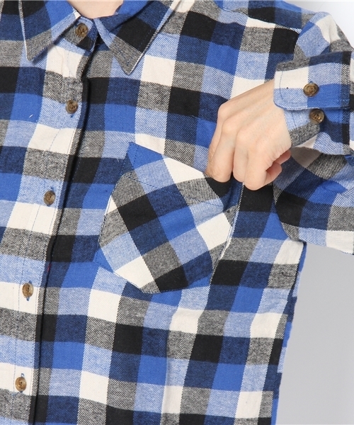 WEGO（ウィゴー）の「ブロックチェックLSネルシャツ（シャツ/ブラウス・レディース・ブラック/グリーン系その他/ブルー/ネイビー/ブルー系その他/イエロー/レッド/エンジ/レッド系その他/オレンジ系その他・FREE）」の15枚目の写真