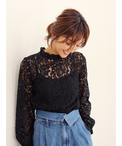 Ungrid アングリッド の ハイネックカラーレースブラウス シャツ ブラウス Wear