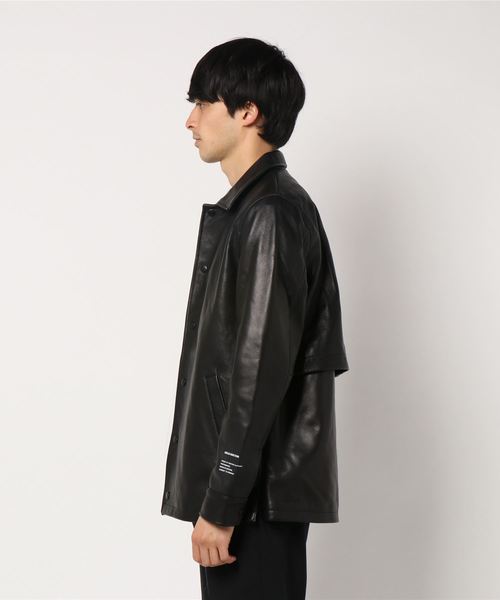 GALLIS ADDICTION 黒レザーシャツジャケット サイズ3 中古・古着通販】GALLIS ADDICTION (ガリスアディクション) ラムレザー