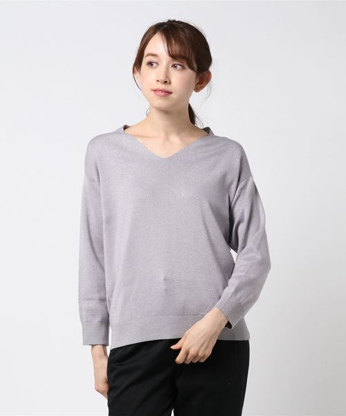 RIVE DROITE（リヴドロワ）の「ラメコクーンVネックニット（ニット/セーター・レディース・その他9/ラベンダー・FREE）」の2枚目の写真