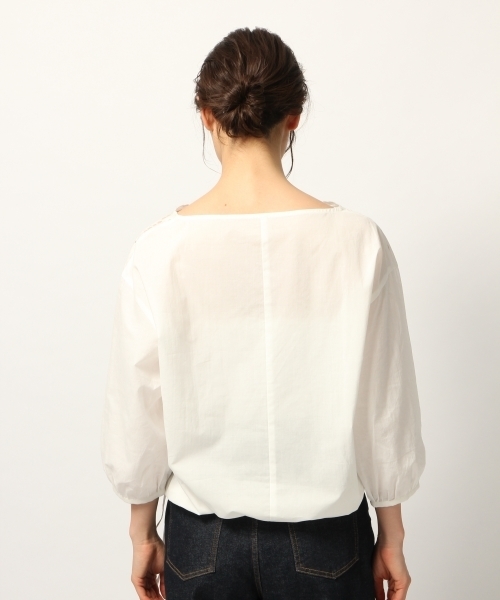 GLOBAL WORK（グローバルワーク）の「ウエストドロストVブラウス8分袖/776489（シャツ/ブラウス・レディース・レッド/ブラック/ホワイト/スカイブルー・LARGE/MEDIUM）」の10枚目の写真