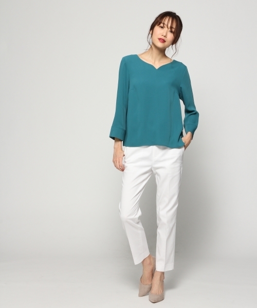 BLISS POINT（ブリスポイント）の「ハートネックブラウス / 786180（シャツ/ブラウス・レディース・ホワイト/ライトグレー/ネイビー/グリーン・LARGE/MEDIUM）」の7枚目の写真