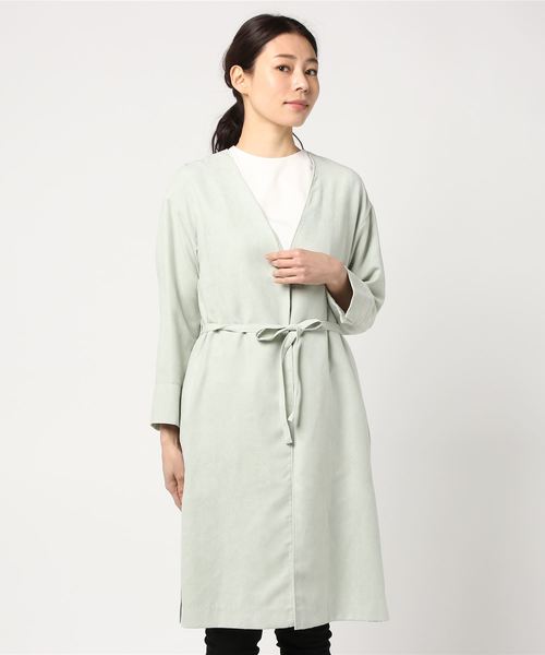 NATURAL BEAUTY BASIC（ナチュラルビューティーベーシック）の「ライトフェイクスエードコート（その他アウター・レディース・ダークベージュ/ピンク/ライトグリーン・MEDIUM/SMALL）」の8枚目の写真