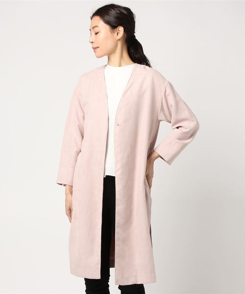 NATURAL BEAUTY BASIC（ナチュラルビューティーベーシック）の「ライトフェイクスエードコート（その他アウター・レディース・ダークベージュ/ピンク/ライトグリーン・MEDIUM/SMALL）」の9枚目の写真
