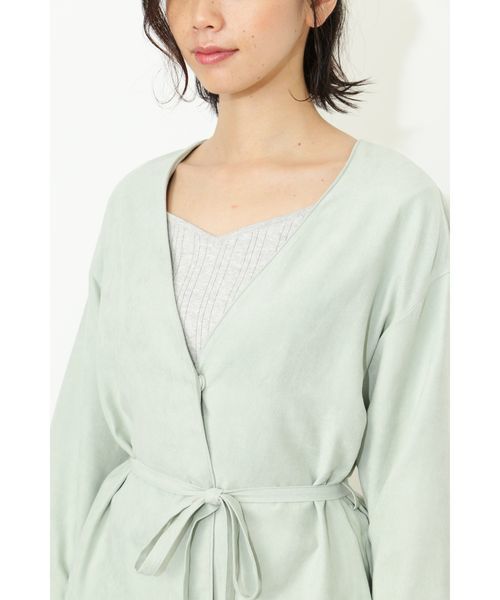 NATURAL BEAUTY BASIC（ナチュラルビューティーベーシック）の「ライトフェイクスエードコート（その他アウター・レディース・ダークベージュ/ピンク/ライトグリーン・MEDIUM/SMALL）」の12枚目の写真