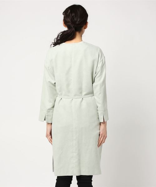 NATURAL BEAUTY BASIC（ナチュラルビューティーベーシック）の「ライトフェイクスエードコート（その他アウター・レディース・ダークベージュ/ピンク/ライトグリーン・MEDIUM/SMALL）」の4枚目の写真