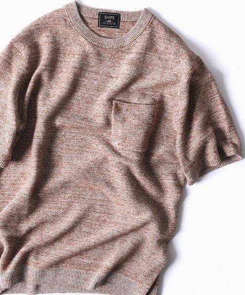 SHIPS（シップス）の「SC: SAFILIN リネン ニット Tシャツ□（Tシャツ/カットソー・メンズ・チャコールグレー/ネイビー/ブラウン/グレー/オリーブ/ブルー・LARGE/MEDIUM/SMALL/X-LARGE）」の4枚目の写真