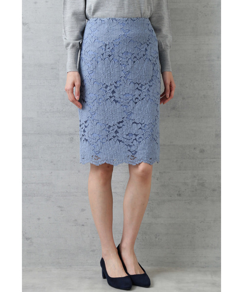 NATURAL BEAUTY BASIC(ナチュラルビューティーベーシック)の「【美人百花 10月号掲載】コードレースタイトスカート(スカート・レディース・ネイビー/オフホワイト/ブルー・SMALL/MEDIUM/X-SMALL)」の3枚目の写真