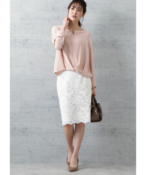 NATURAL BEAUTY BASIC(ナチュラルビューティーベーシック)の「【美人百花 10月号掲載】コードレースタイトスカート(スカート・レディース・ネイビー/オフホワイト/ブルー・SMALL/MEDIUM/X-SMALL)」の5枚目の写真