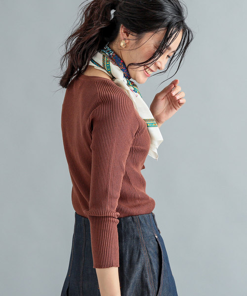 RIVE DROITE（リヴドロワ）の「Co/Peクルーネックニット（ニット/セーター・レディース・ライトグレー/ブラック/ブラウン・FREE）」の4枚目の写真