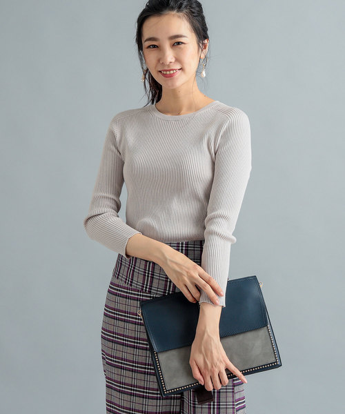 RIVE DROITE（リヴドロワ）の「Co/Peクルーネックニット（ニット/セーター・レディース・ライトグレー/ブラック/ブラウン・FREE）」の13枚目の写真