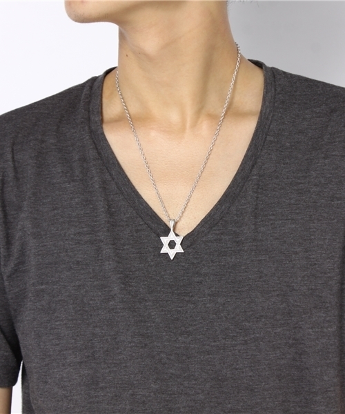 WEGO（ウィゴー）の「WEGO/ヘキサグラムネックレス（ネックレス・メンズ・ブラック/シルバー・FREE）」の3枚目の写真