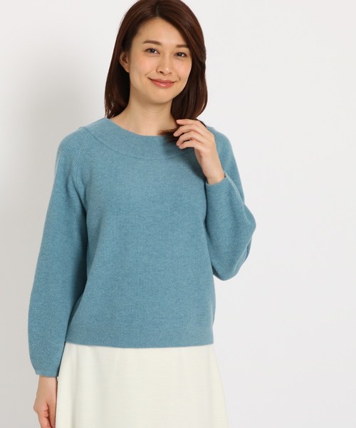 Sunauna(スーナウーナ)の「ウールボリュームスリーブニット(ニット/セーター・レディース・オフホワイト/オリーブ/ピンク系・40/38)」の1枚目の写真