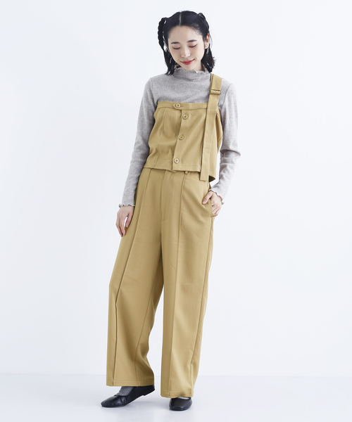 Merlot メルロー の ワンショルダービスチェ タックワイドパンツセットアップ2326 セットアップ Wear