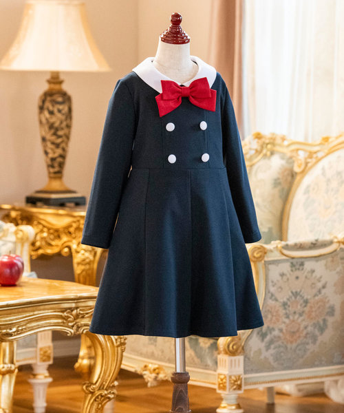 Catherine Cottage(キャサリンコテージ)の「ダブルボタン ポンチワンピース(ワンピース・キッズ・ネイビー・110/120/130)」の2枚目の写真