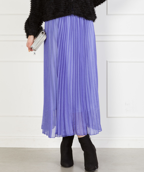 SpRay（スプレイ）の「ラメプリーツスカート（スカート・レディース・ブラック/ベージュ/パープル/ピンク/アイボリー・FREE）」の4枚目の写真