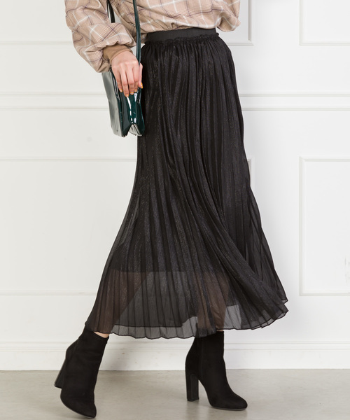 SpRay（スプレイ）の「ラメプリーツスカート（スカート・レディース・ブラック/ベージュ/パープル/ピンク/アイボリー・FREE）」の3枚目の写真