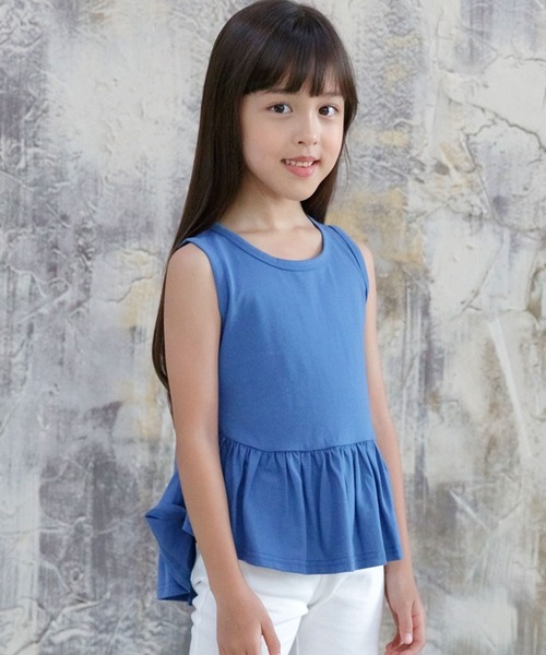 Bee des Bee（ビーデスビー）の「裾フリルノースリトップス（タンクトップ・キッズ・ブラック/ライトピンク/ミント/ラベンダー/ブルー・90cm/110cm/100cm/120cm/130cm/140cm/150cm）」の15枚目の写真