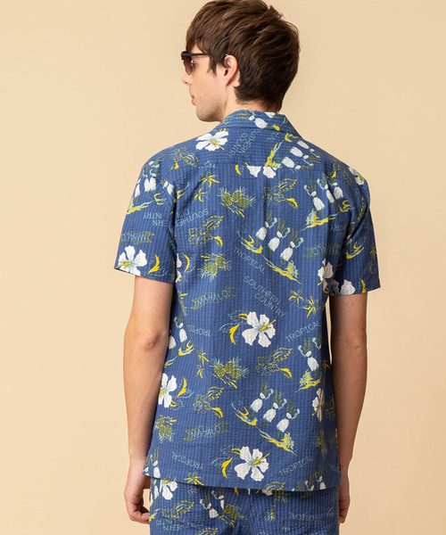 ADMIX/ATELIER SAB MEN（アドミックスアトリエサブメン）の「シアサッカー アロハ プリント オープンカラー 半袖 シャツ（シャツ/ブラウス・メンズ・ブラック/ベージュ/ブルー/マルチ・48/50）」の15枚目の写真