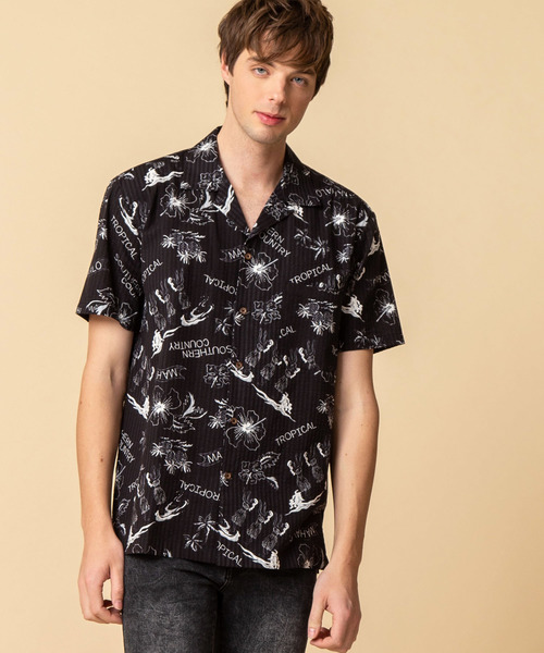 ADMIX/ATELIER SAB MEN（アドミックスアトリエサブメン）の「シアサッカー アロハ プリント オープンカラー 半袖 シャツ（シャツ/ブラウス・メンズ・ブラック/ベージュ/ブルー/マルチ・48/50）」の16枚目の写真