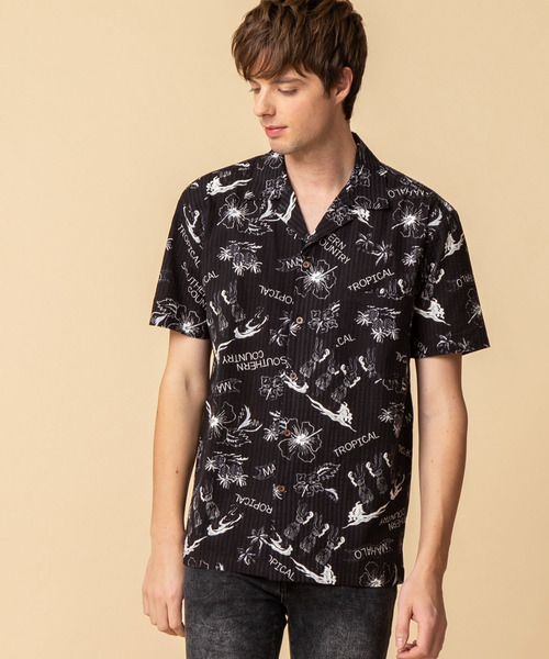 ADMIX/ATELIER SAB MEN（アドミックスアトリエサブメン）の「シアサッカー アロハ プリント オープンカラー 半袖 シャツ（シャツ/ブラウス・メンズ・ブラック/ベージュ/ブルー/マルチ・48/50）」の17枚目の写真