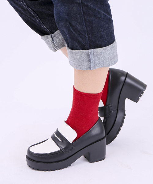 WEGO（ウィゴー）の「WEGO/ヒールローファー（ドレスシューズ・レディース・ブラック/ブラック系その他/ネイビー・24.5/23.5）」の3枚目の写真