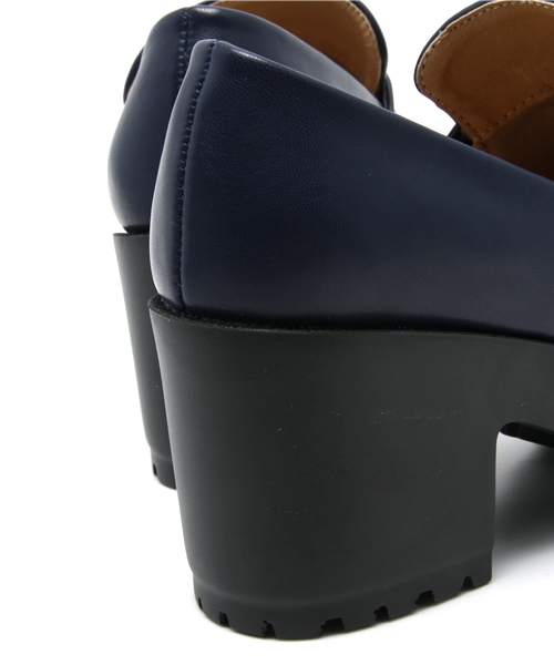 WEGO（ウィゴー）の「WEGO/ヒールローファー（ドレスシューズ・レディース・ブラック/ブラック系その他/ネイビー・24.5/23.5）」の7枚目の写真