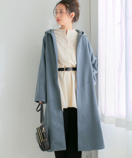 rectangle(レクタングル)の「ウエストベルト付きロングコート(その他アウター)」|ブルー系その他