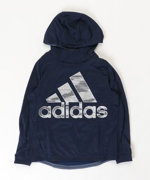 adidas（アディダス）の「アディダス adidas BTRNCLWMスウェットフーディー(ウラキモウ)（パーカー・キッズ・グリーン×オレンジ/ネイビー/ブルー/ブラック・120cm/130cm/140cm/150cm/160cm）」の4枚目の写真