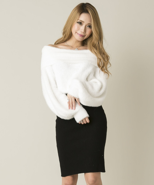 セール Noir デイライルノアール のファッション シャギードッキングニットワンピース ワンピース Delyle