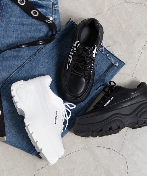 WEGO(ウィゴー)の「WEGO/ボリュームソールスニーカー(スニーカー・レディース・ホワイト/ブラック/その他1・MEDIUM/LARGE)」の5枚目の写真