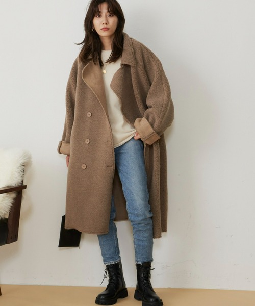 Auntie Rosa Holiday（アンティローザホリデー）の「ボアルーズダブルコート（チェスターコート・レディース・ブラック/ベージュ・FREE）」の15枚目の写真