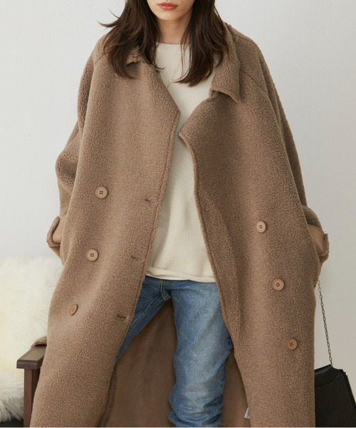 Auntie Rosa Holiday（アンティローザホリデー）の「ボアルーズダブルコート（チェスターコート・レディース・ブラック/ベージュ・FREE）」の9枚目の写真