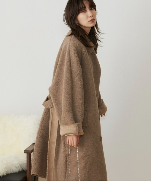 Auntie Rosa Holiday（アンティローザホリデー）の「ボアルーズダブルコート（チェスターコート・レディース・ブラック/ベージュ・FREE）」の6枚目の写真