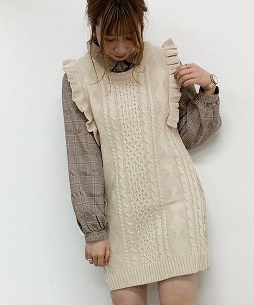 apres jour（アプレジュール）の「フリルニットワンピース×ブラウスセット【ZOZOTOWN限定アイテム】（ワンピース・レディース・ダークブラウン/モカ/ライトベージュ・フリー）」の11枚目の写真