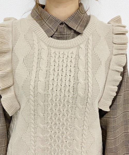 apres jour（アプレジュール）の「フリルニットワンピース×ブラウスセット【ZOZOTOWN限定アイテム】（ワンピース・レディース・ダークブラウン/モカ/ライトベージュ・フリー）」の20枚目の写真